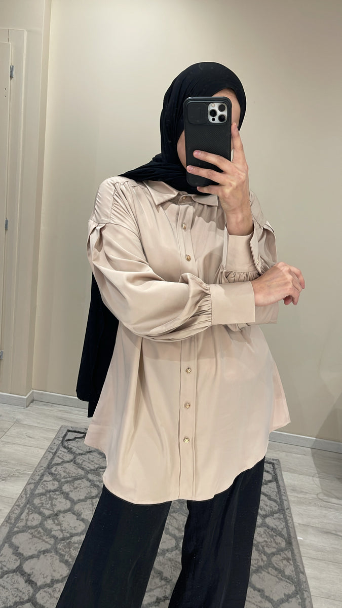 Chemisier femme satiné doré - 291153 Chemisier femme satiné doré - 291153