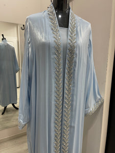 ENSEMBLE 2 PIECES ABAYA ET GILET BLEU