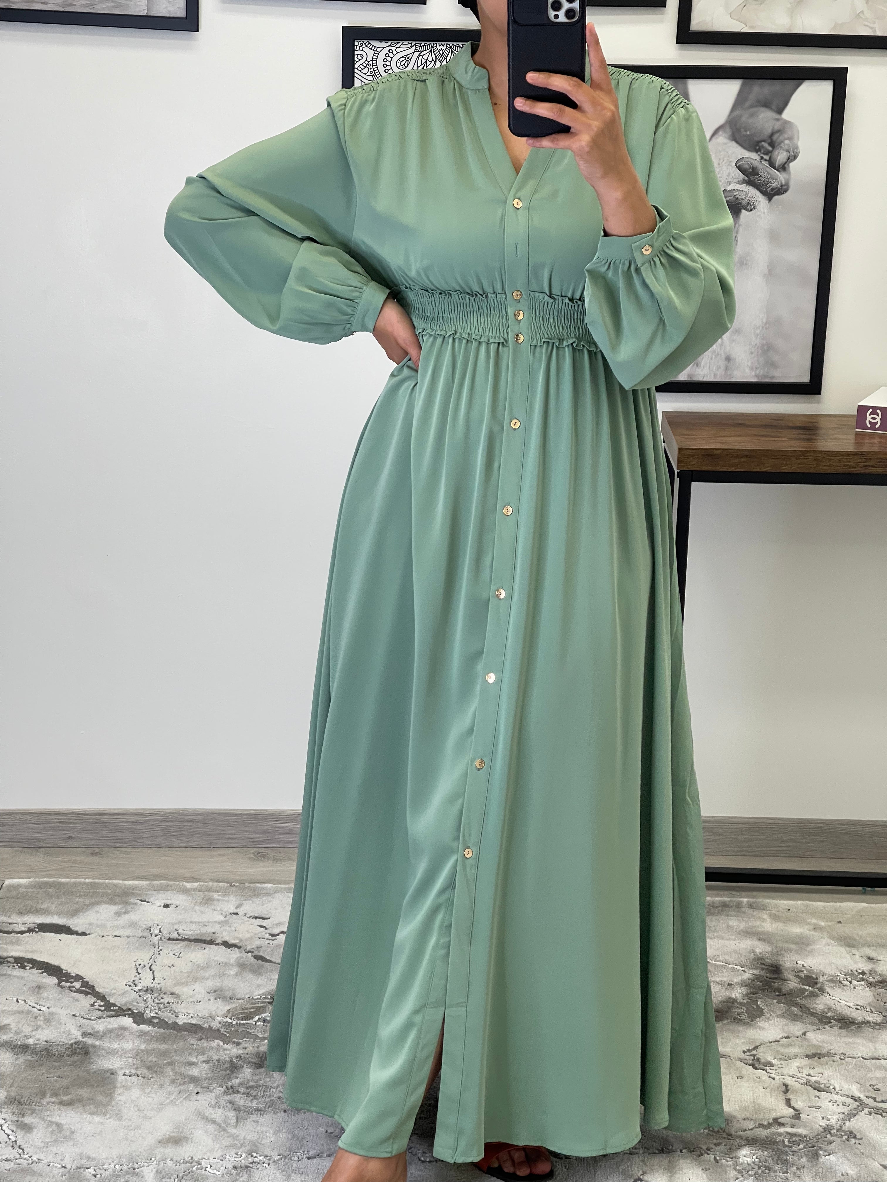 ROBE BOUTONNÉE SONIA VERT