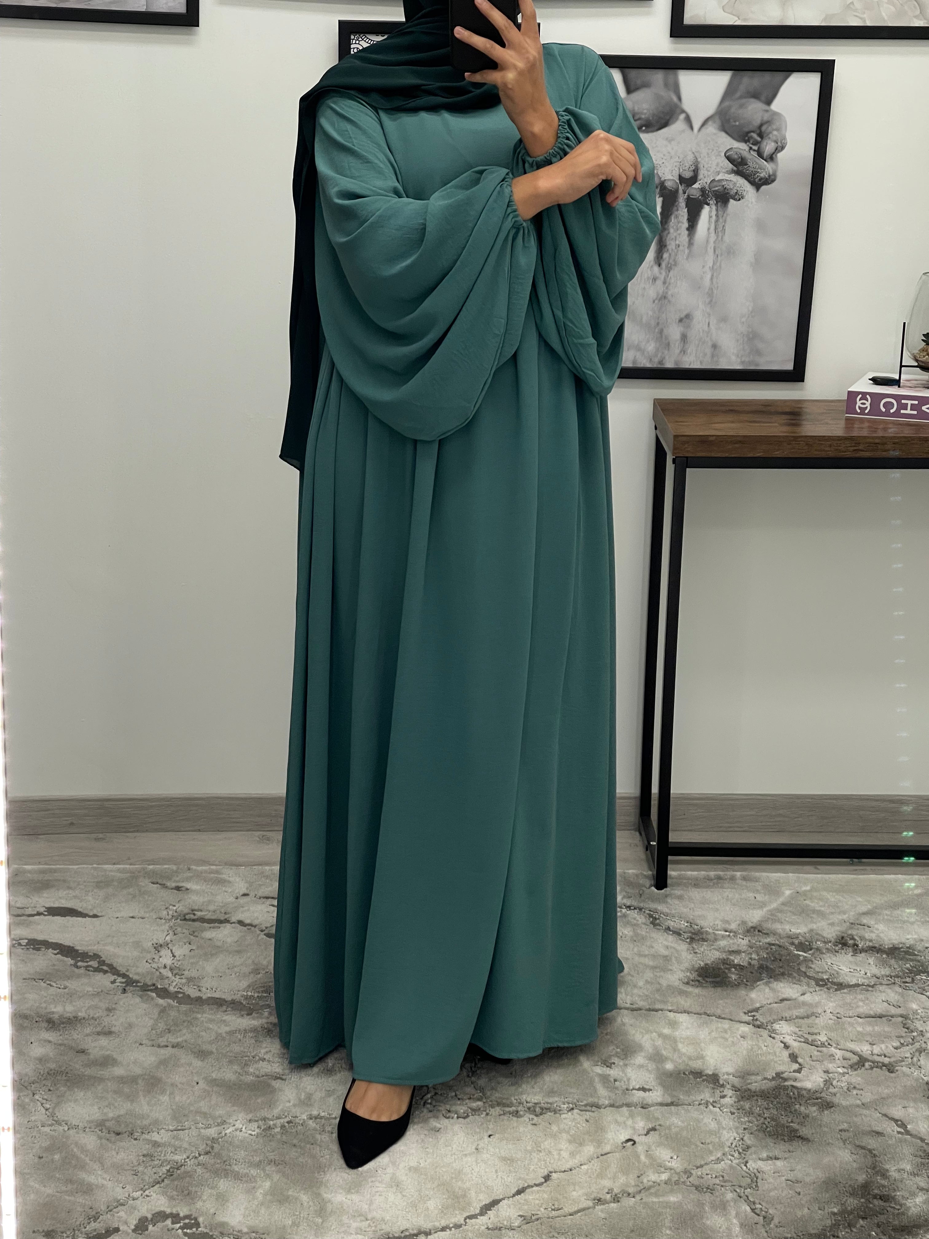 ABAYA AMINA VERT CANARD