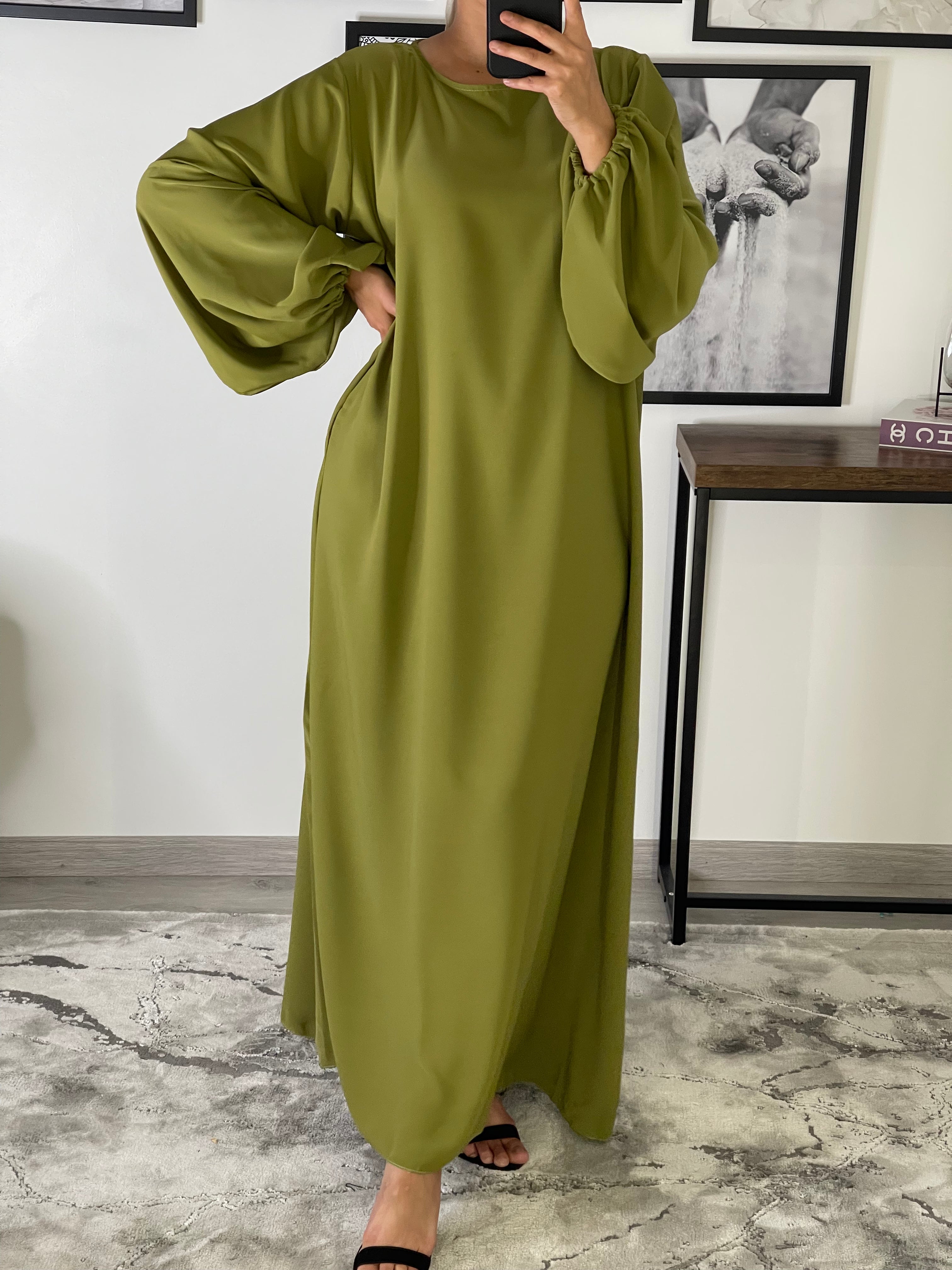 ROBE ABAYA JAWHARA VERT OLIVE