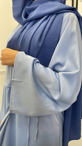 ROBE SATIN KIMONO BLEU