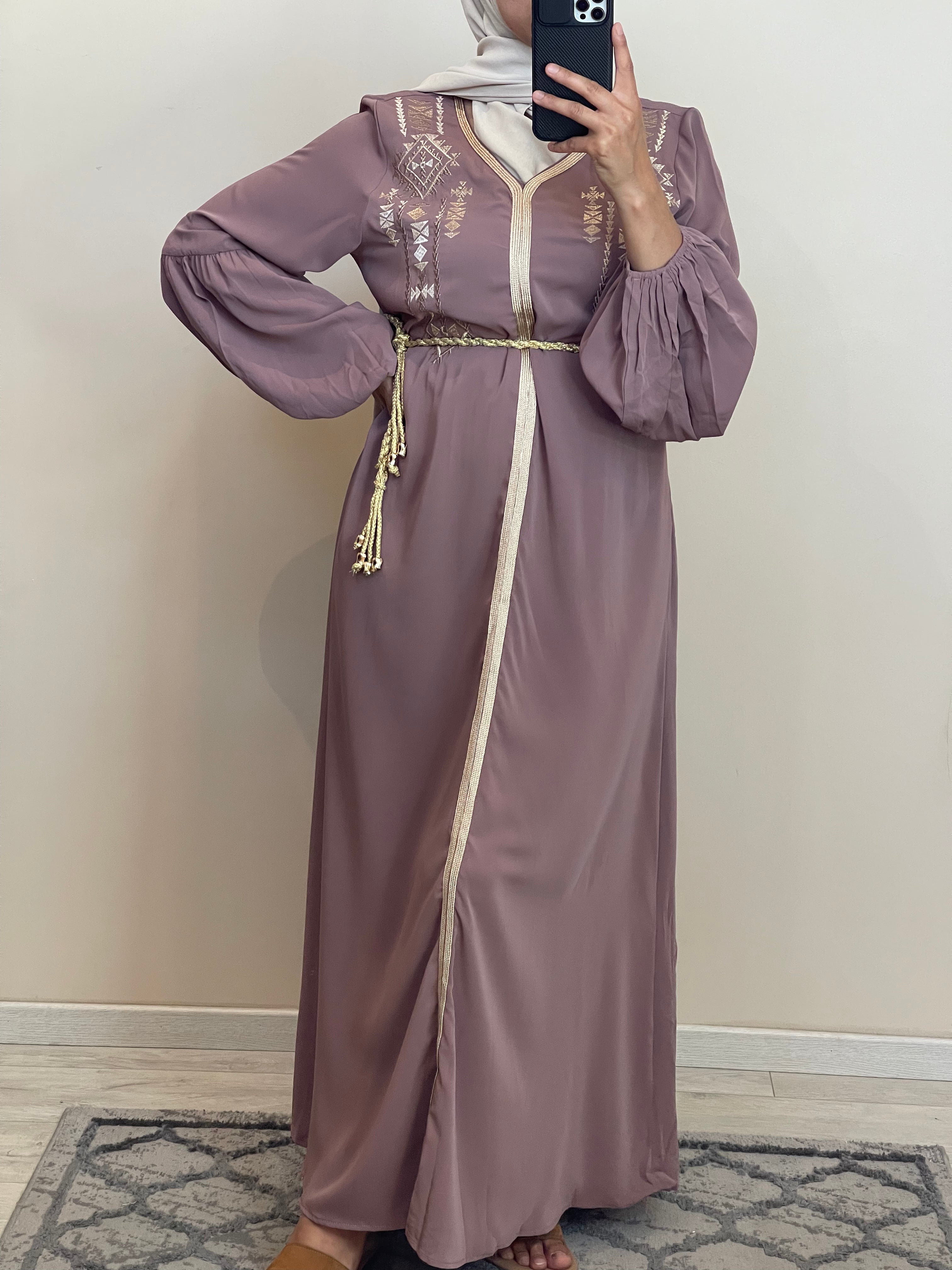 ROBE CAFTAN AMIRA VIEUX ROSE