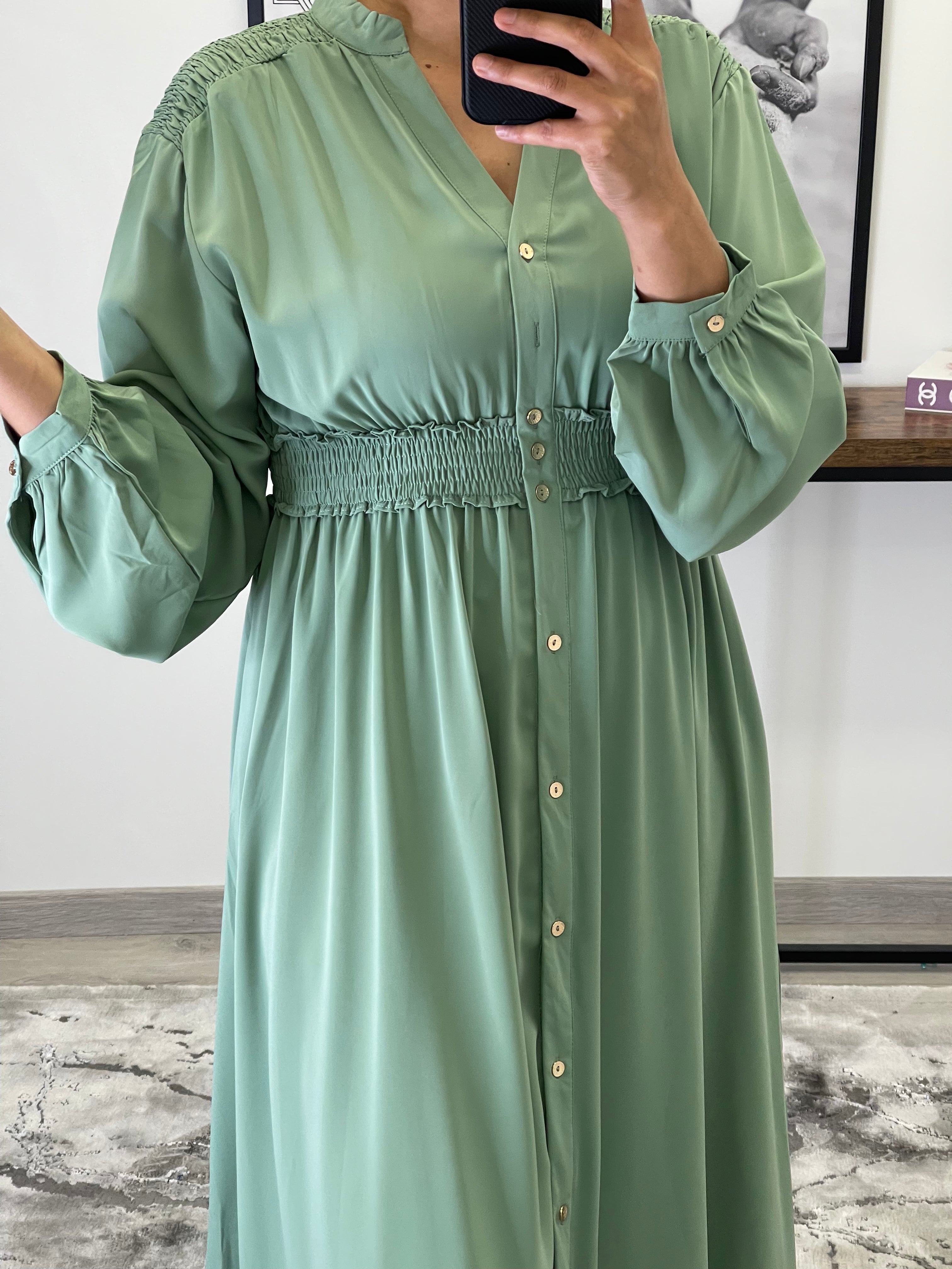 ROBE BOUTONNÉE SONIA VERT