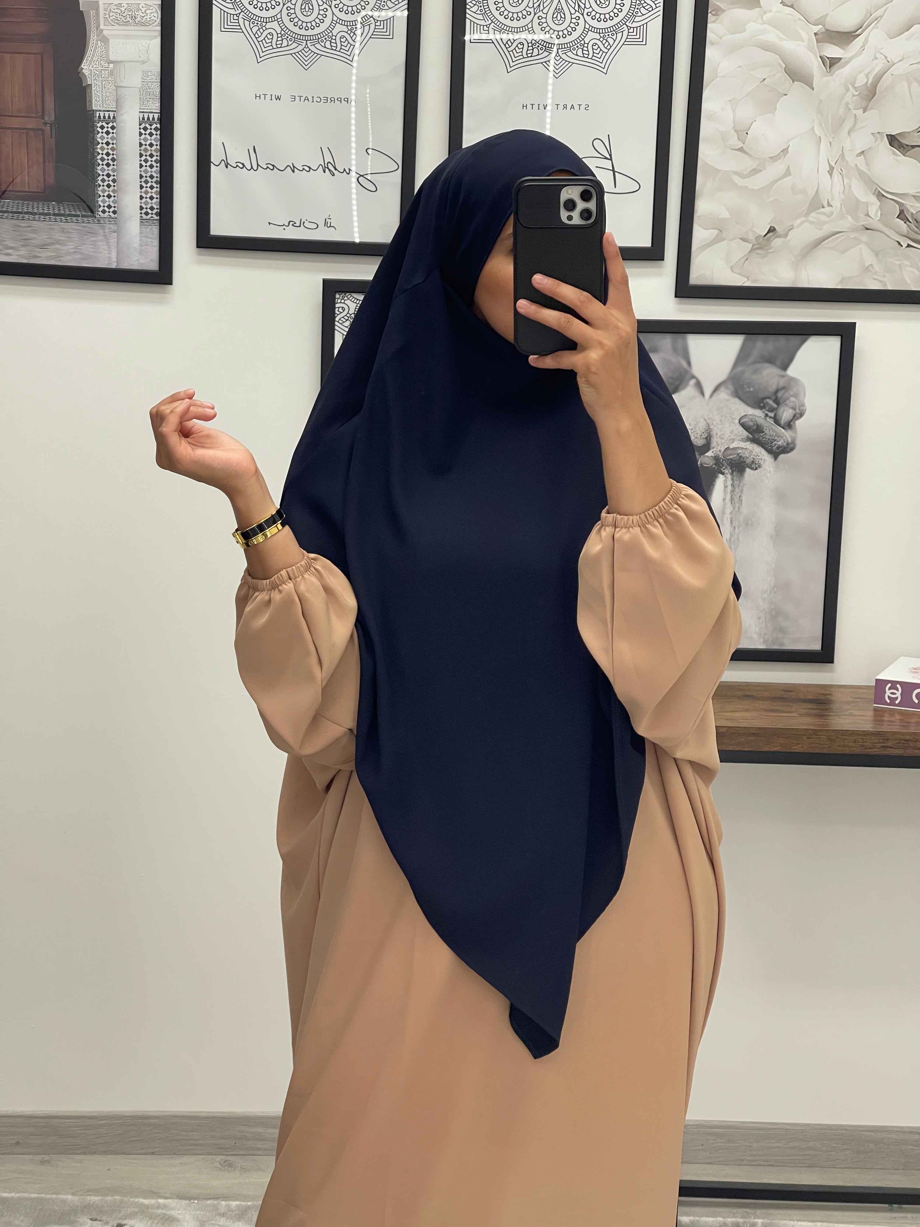 KHIMAR SOIE DE MEDINE BLEU MARINE