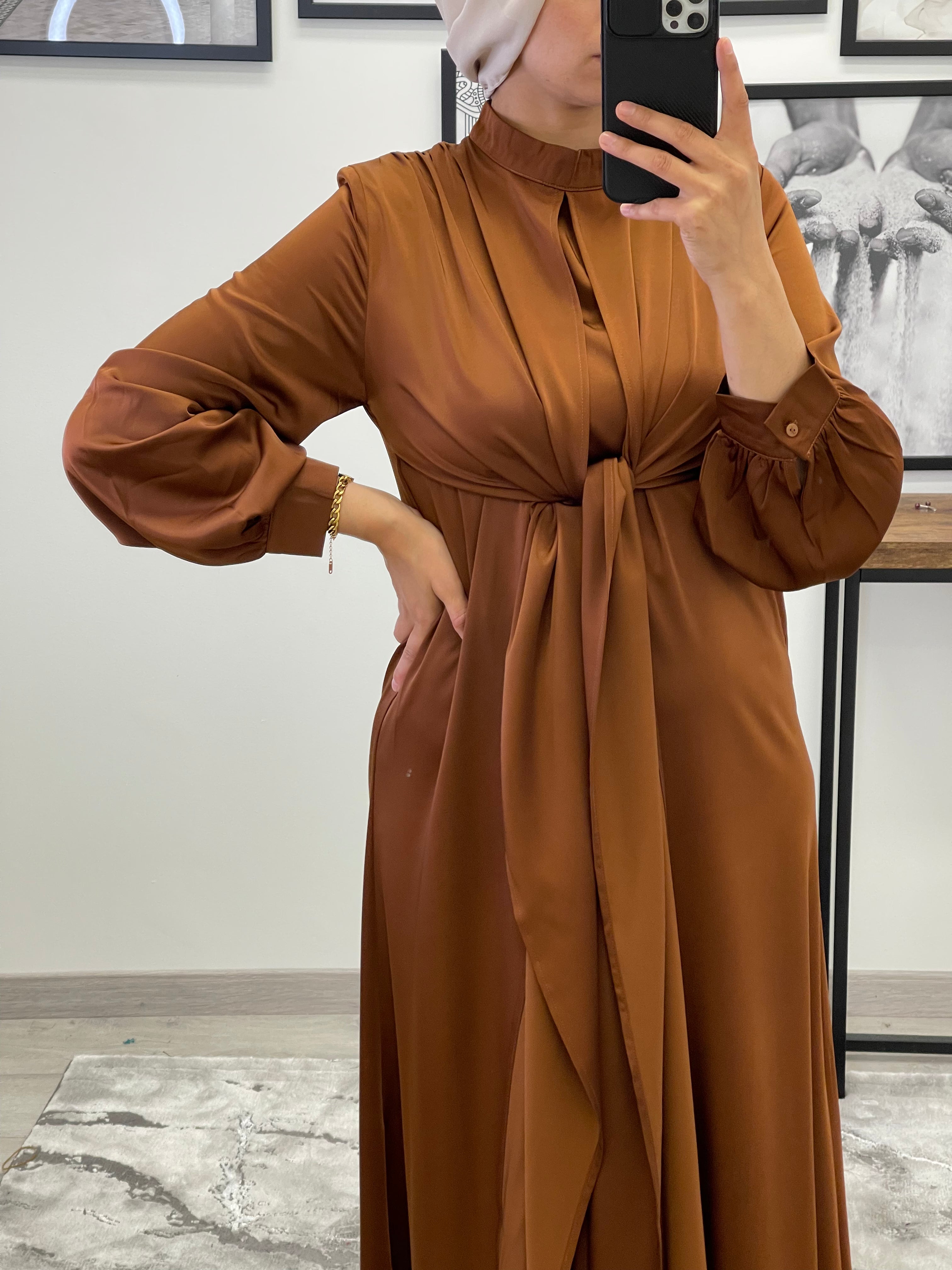 ROBE SATIN  SIRINE CAMEL