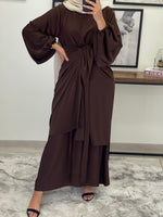 Charger l&#39;image dans la galerie, ROBE ABAYA JAWHARA CHOCOLAT
