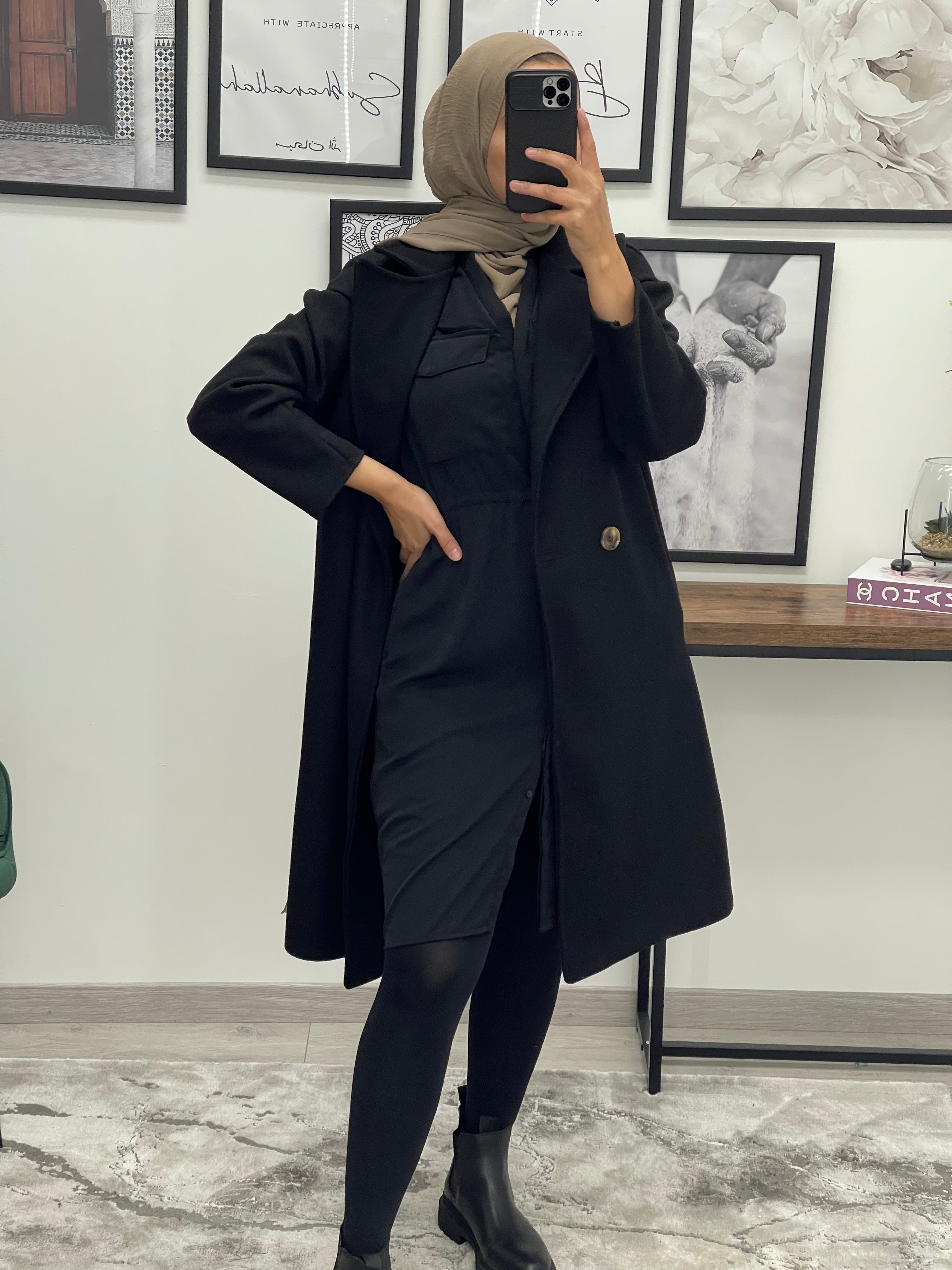 Manteau noir original femme best sale