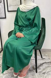 ROBE SATIN KIMONO VERT