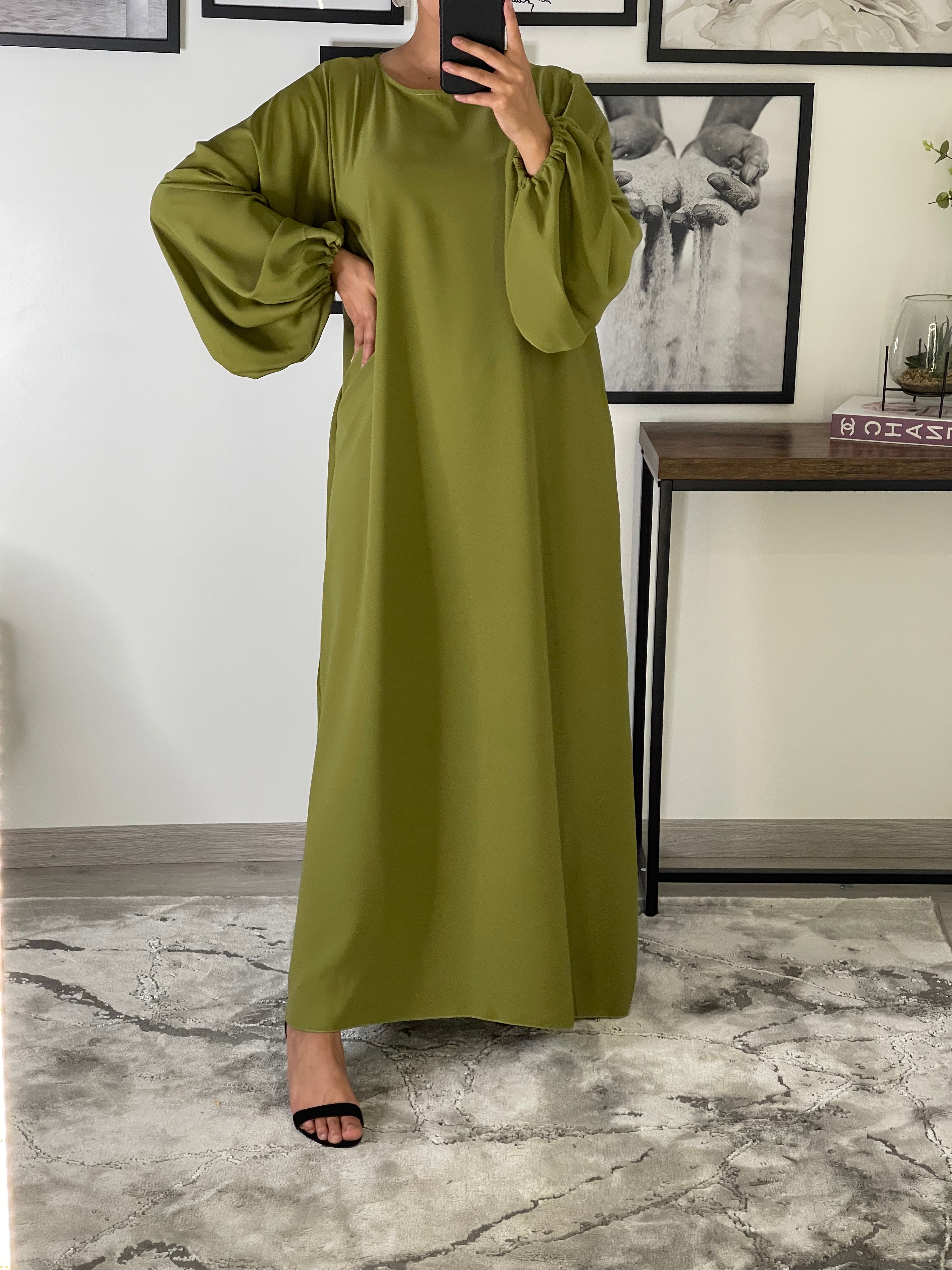 ROBE ABAYA JAWHARA VERT OLIVE