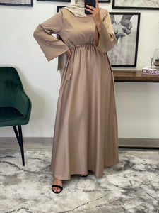 ROBE SATIN ADELINE TAUPE