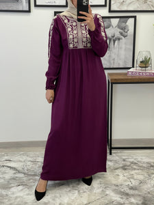 ROBE BRODÉE MAUVE