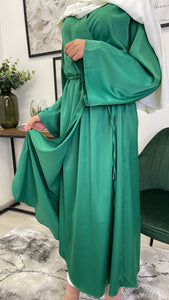 ROBE SATIN KIMONO VERT