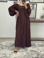 Charger l&#39;image dans la galerie, ROBE ABAYA JAWHARA CHOCOLAT
