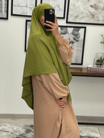 Charger l&#39;image dans la galerie, KHIMAR SOIE DE MEDINE VERT OLIVE
