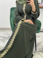 Charger l&#39;image dans la galerie, ABAYA ROBE DENTELLE VERT
