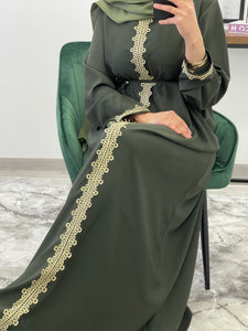 ABAYA ROBE DENTELLE VERT