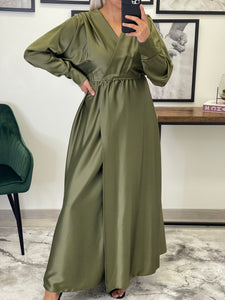 ROBE CACHE COEUR SATIN VERT