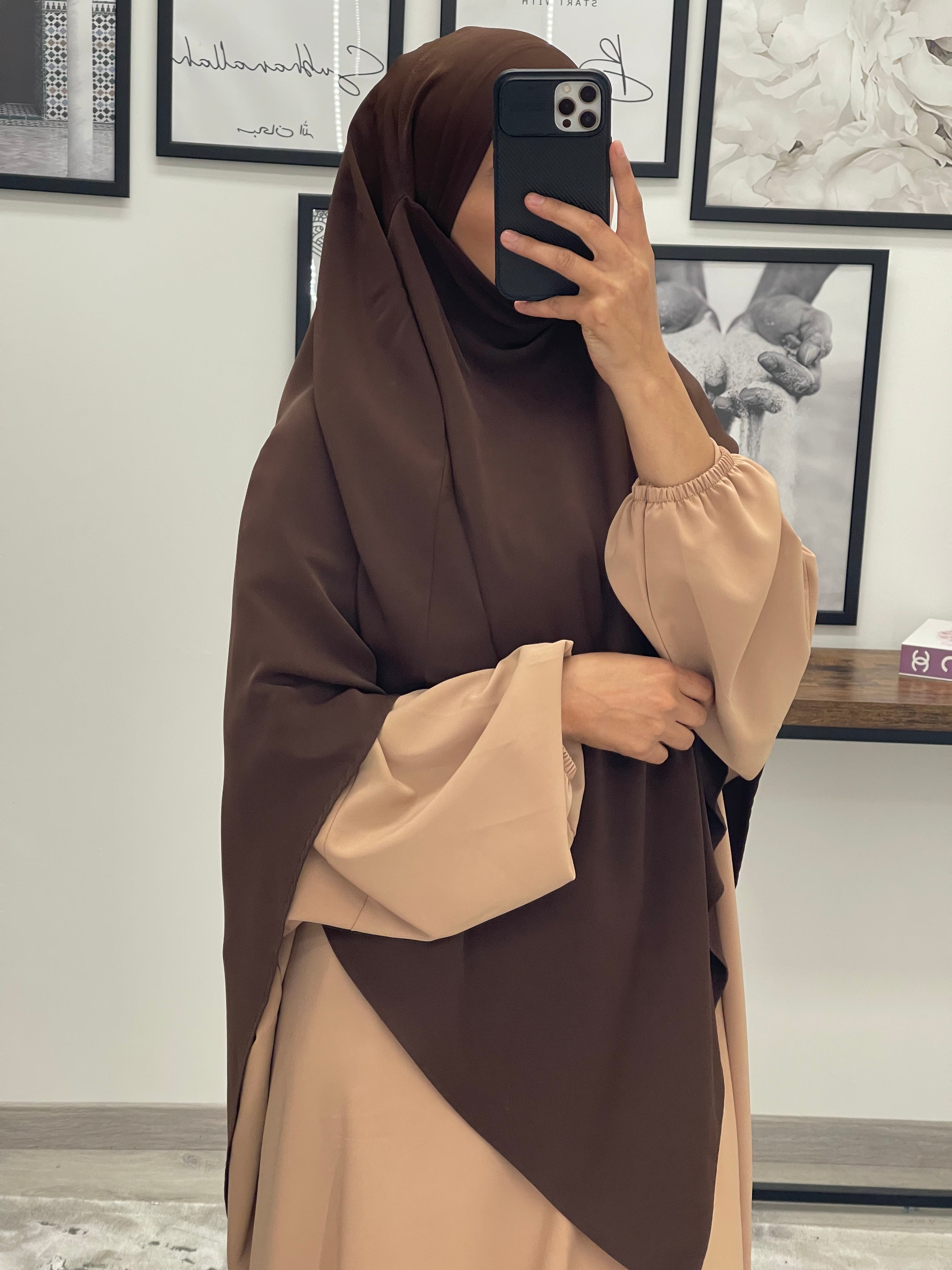 KHIMAR SOIE DE MEDINE MARRON