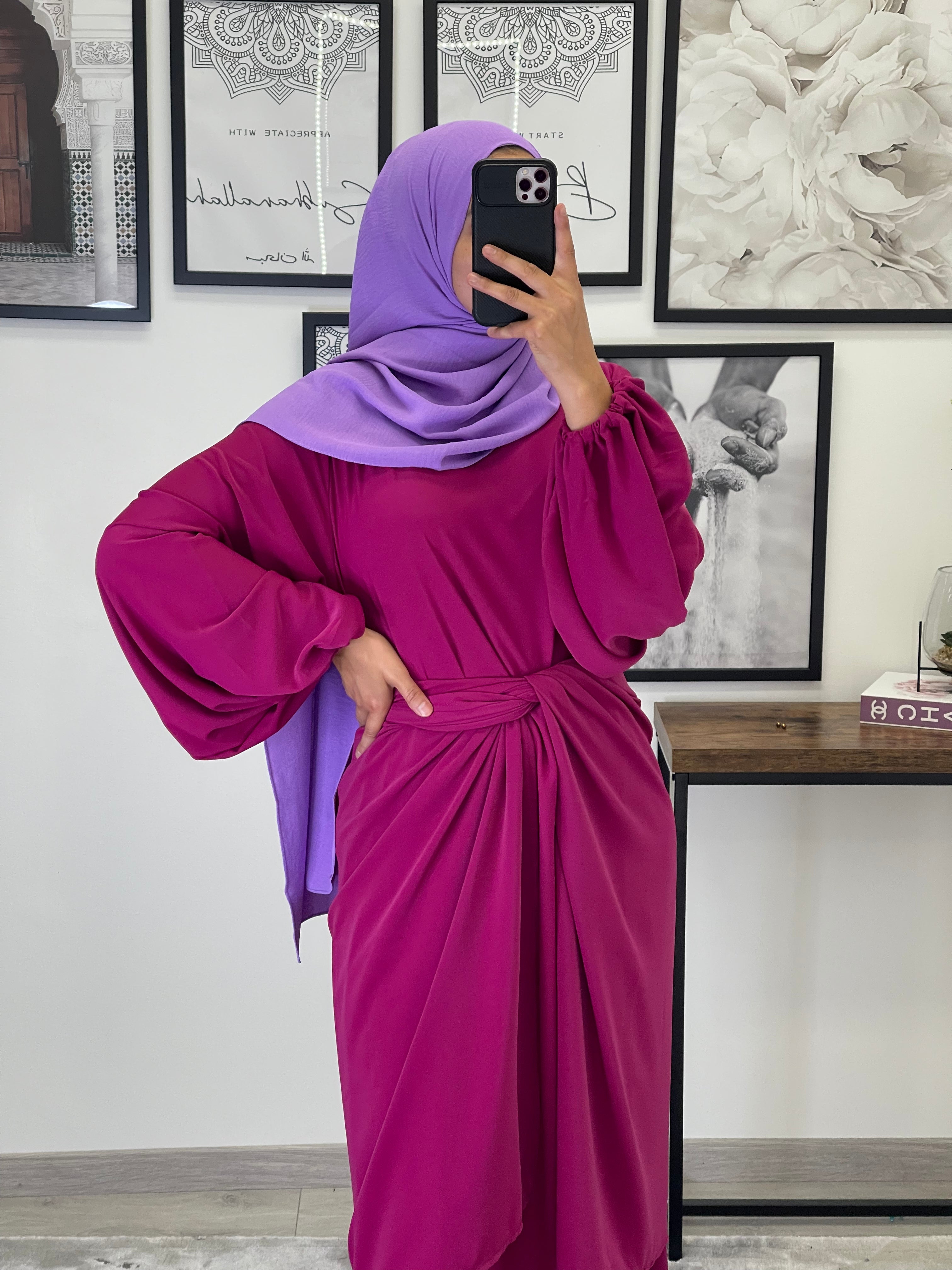 ROBE ABAYA JAWHARA FUSHIA