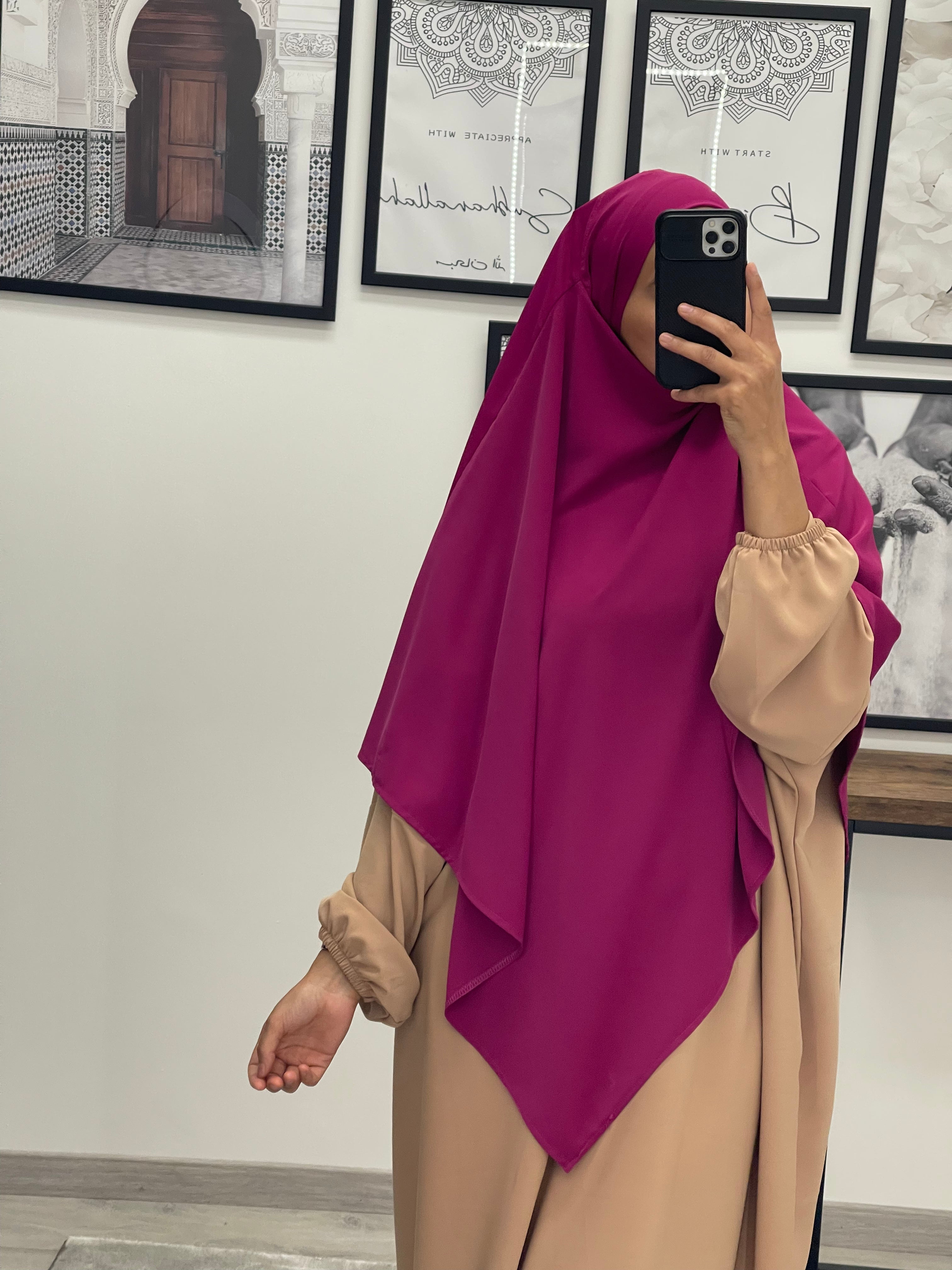 KHIMAR SOIE DE MEDINE FUSHIA