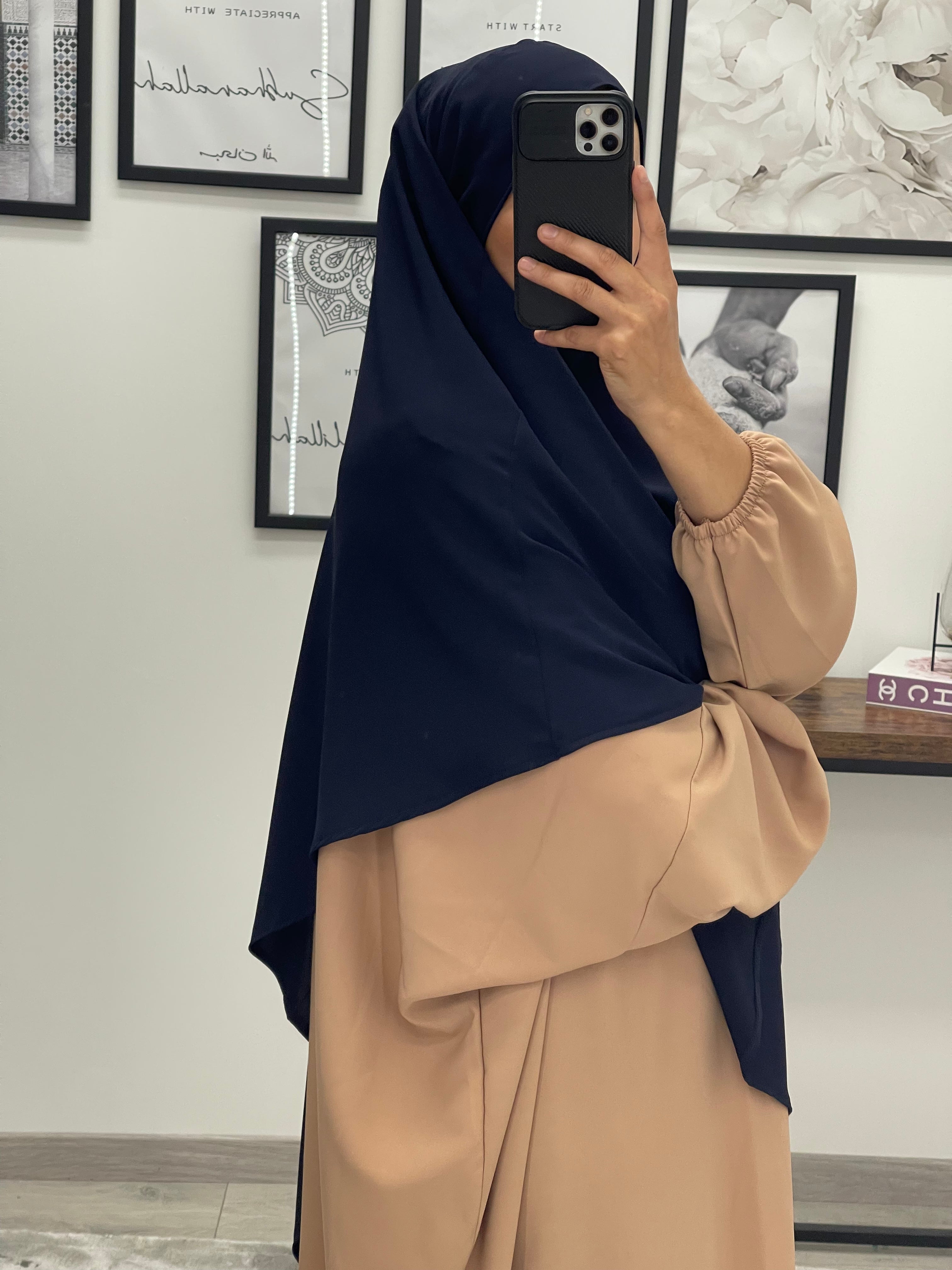 KHIMAR SOIE DE MEDINE BLEU MARINE