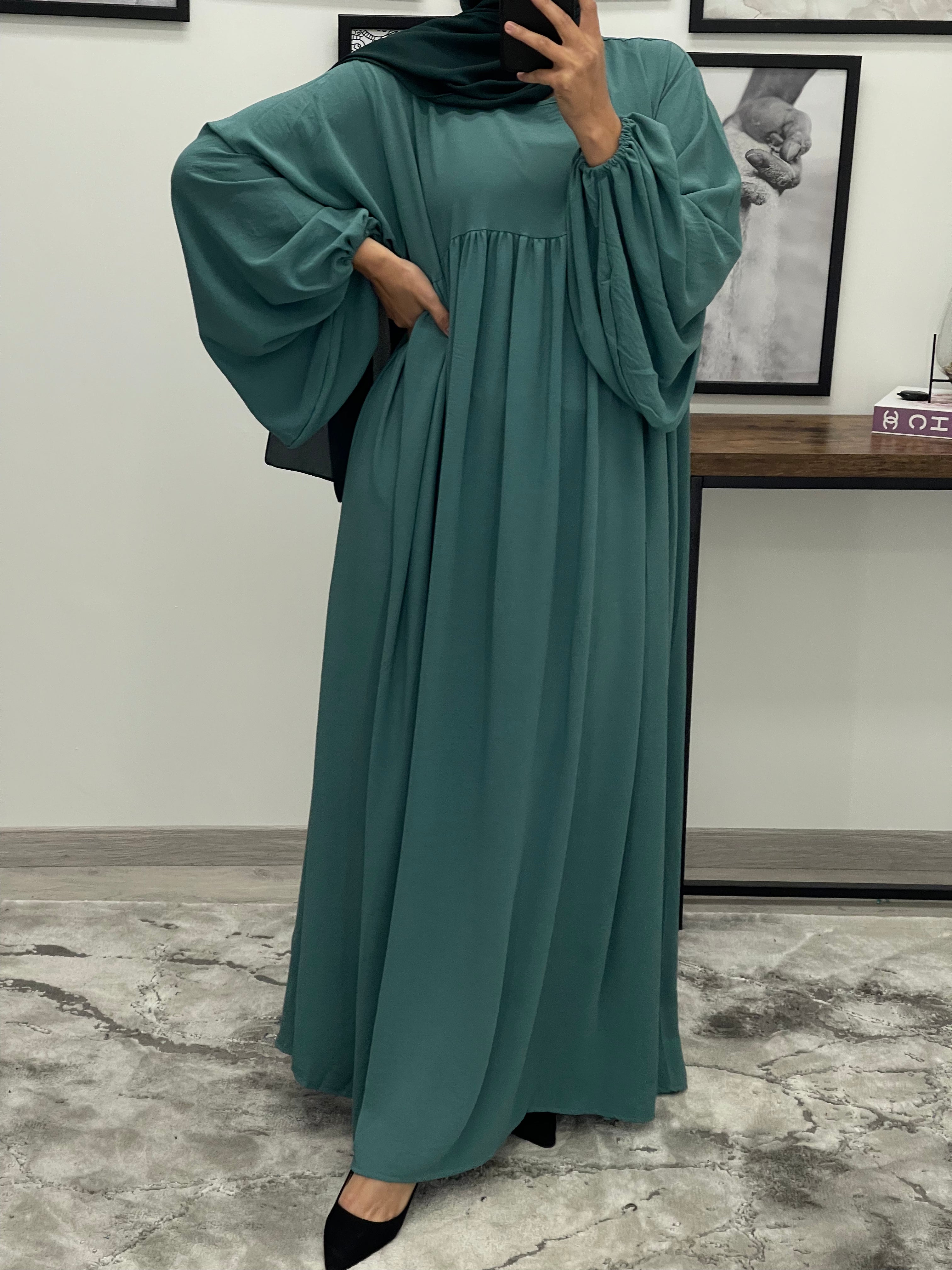 ABAYA AMINA VERT CANARD