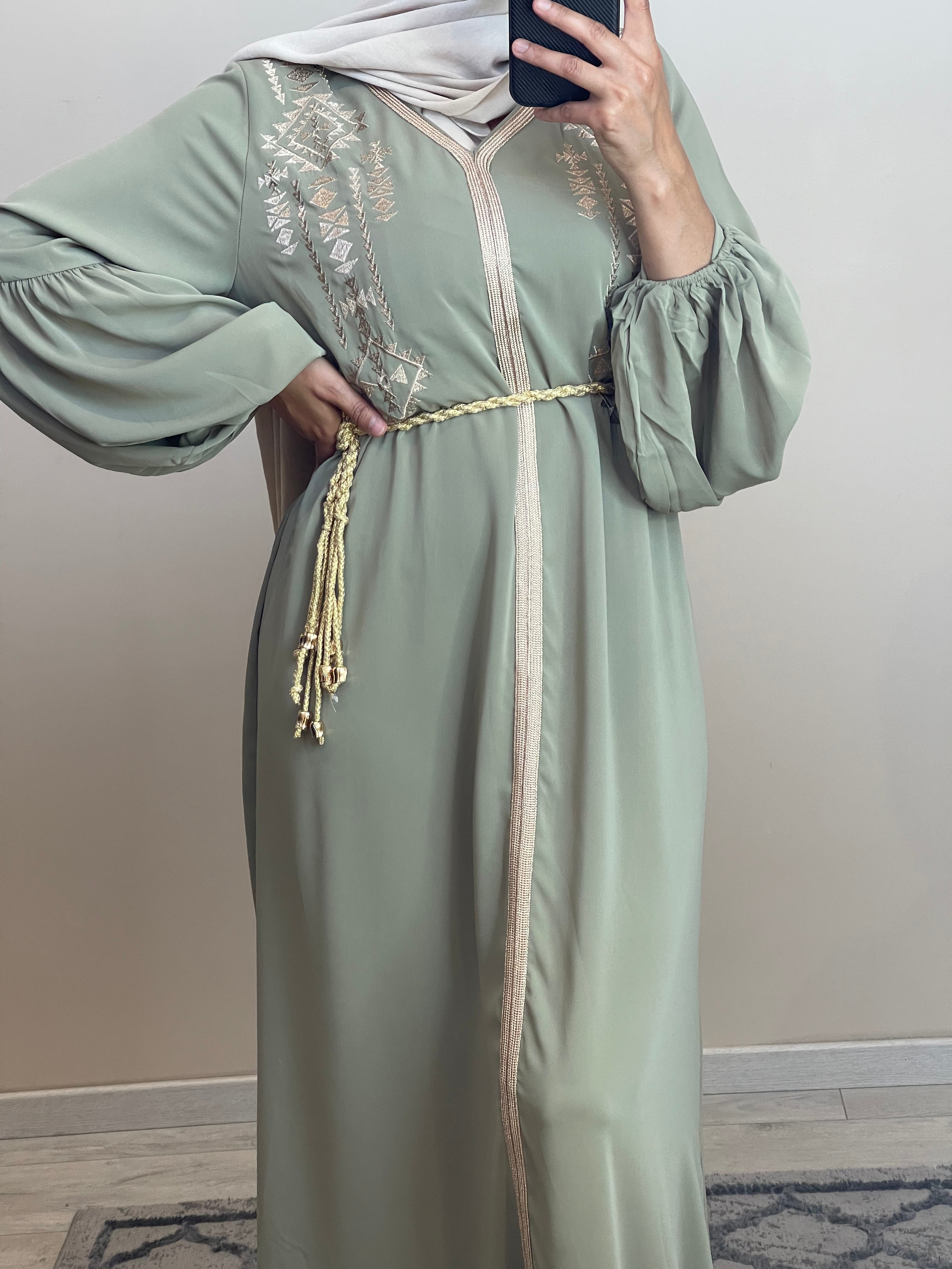 ROBE CAFTAN AMIRA VERT