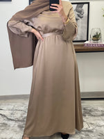 Charger l&#39;image dans la galerie, ABAYA SATIN TAUPE
