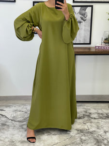 ROBE ABAYA JAWHARA VERT OLIVE