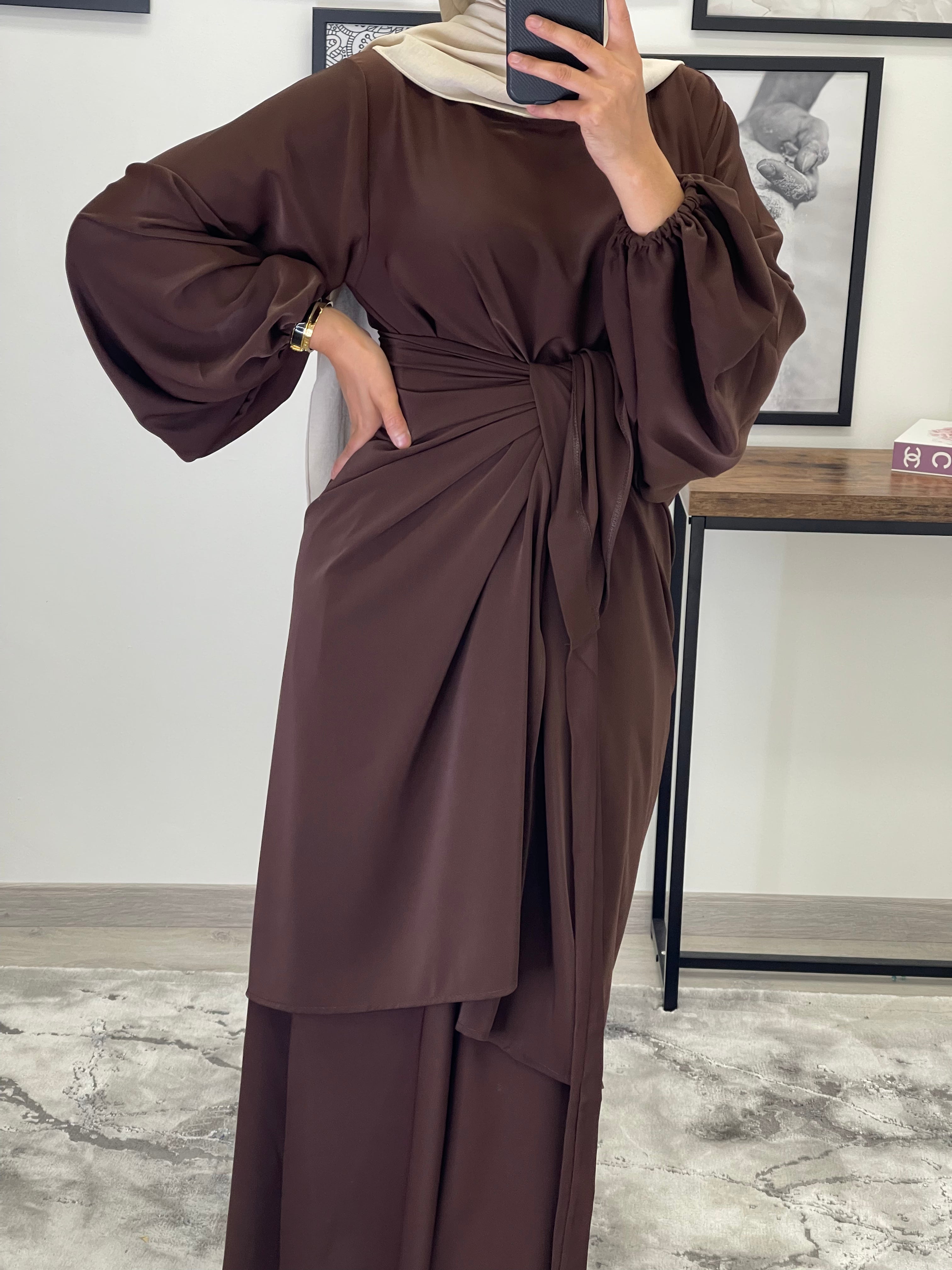 ROBE ABAYA JAWHARA CHOCOLAT