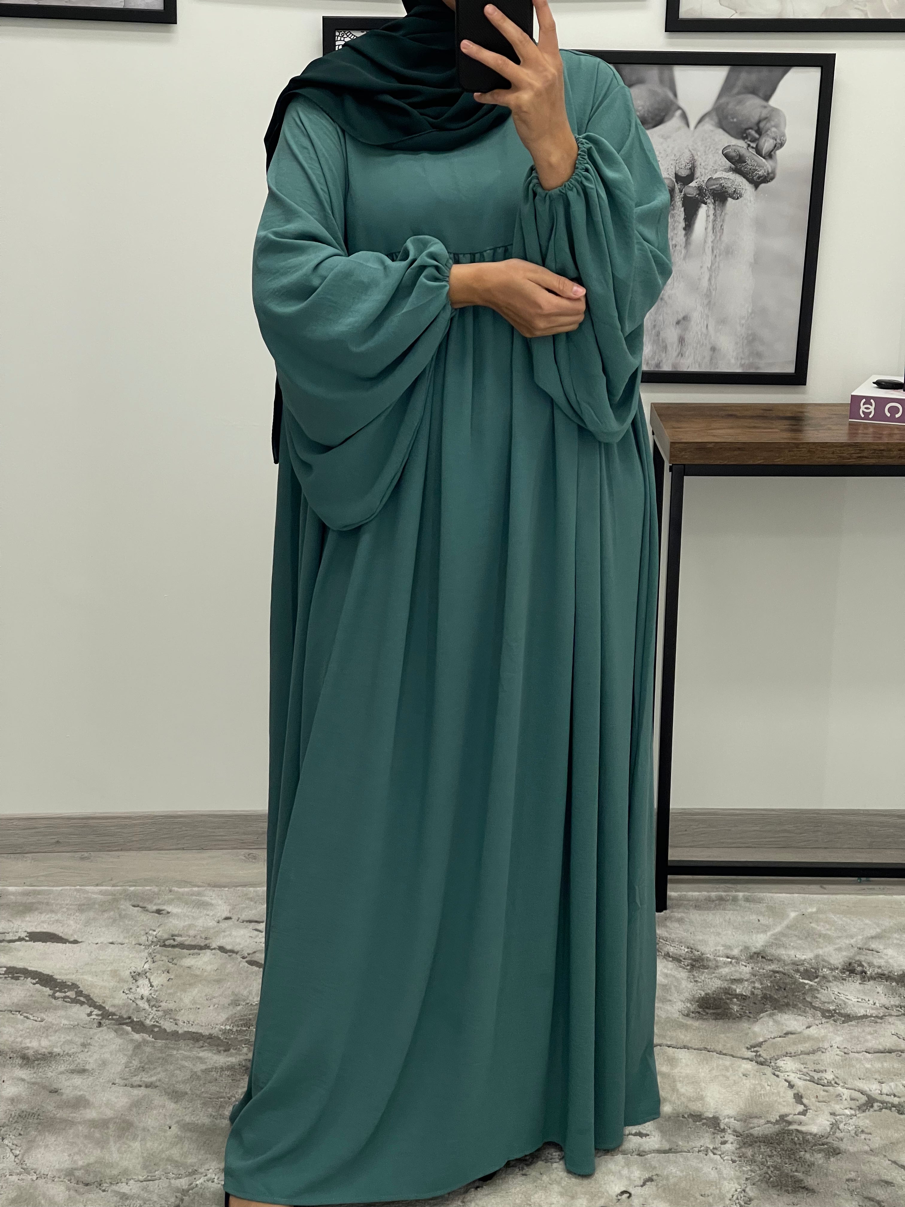 ABAYA AMINA VERT CANARD