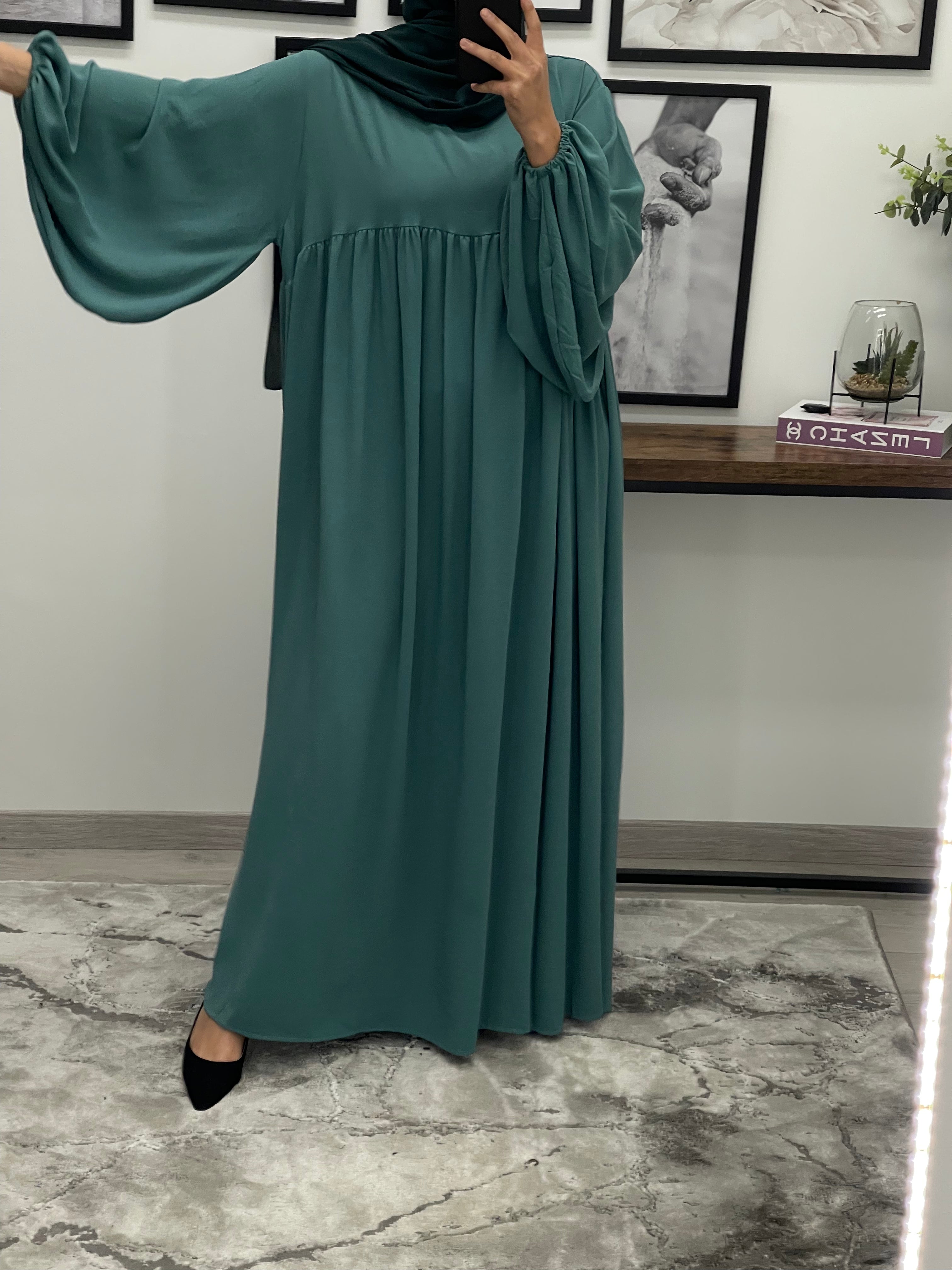 ABAYA AMINA VERT CANARD