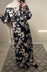 ROBE LONGUE SATIN IMPRIME FLORAL