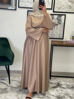 Charger l&#39;image dans la galerie, ROBE SATIN ADELINE TAUPE
