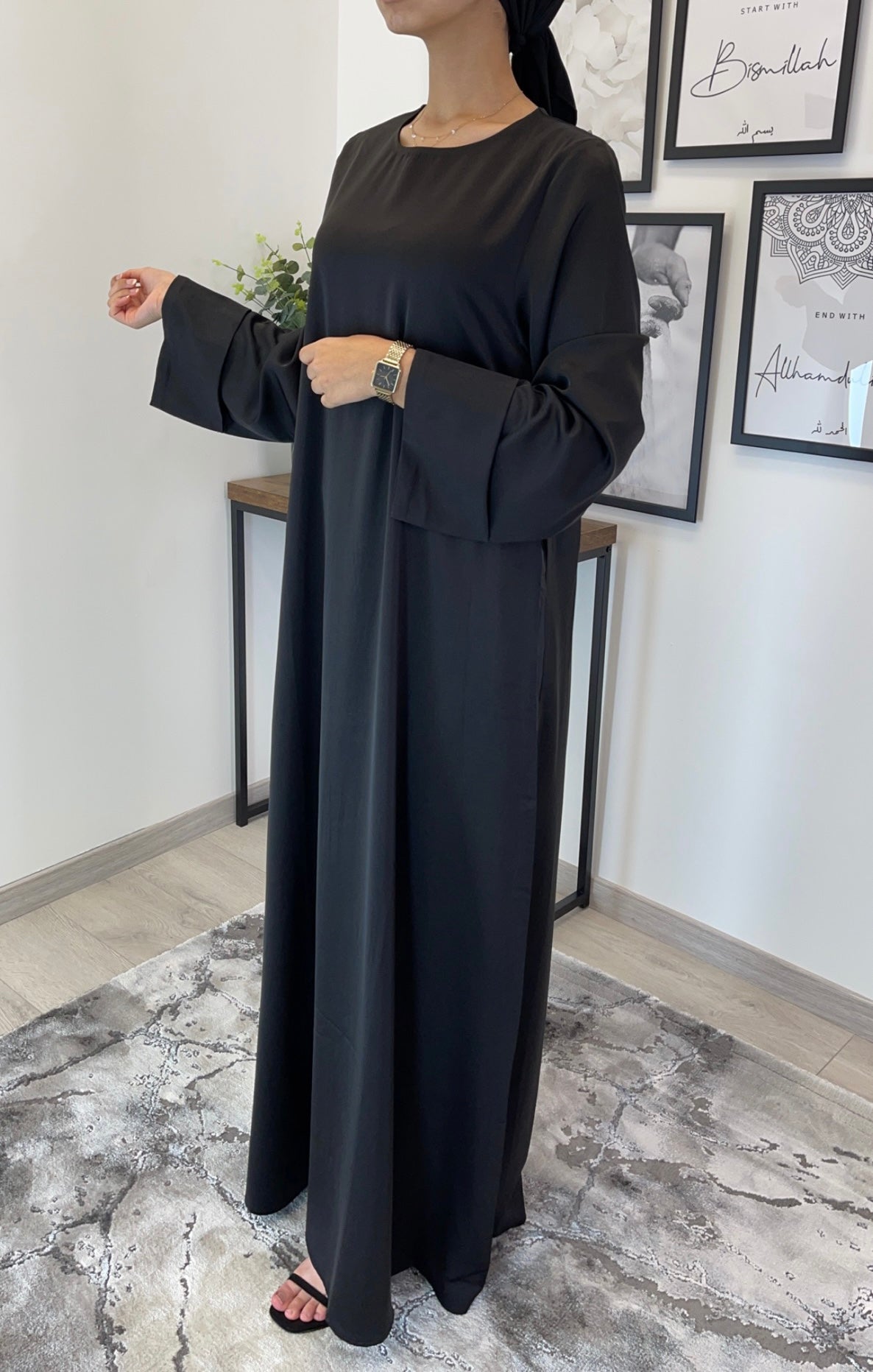 ABAYA SATIN NOIR