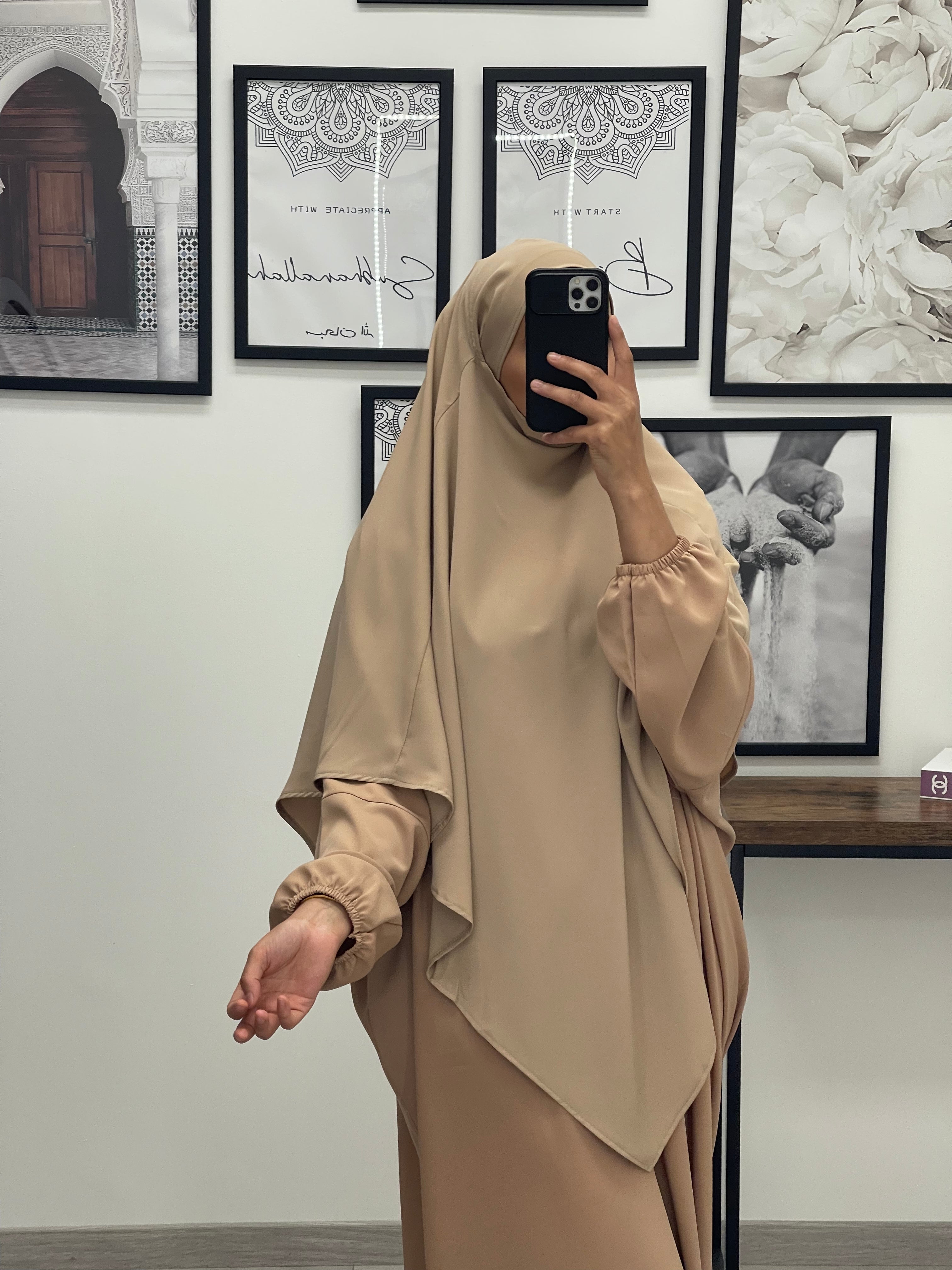 KHIMAR SOIE DE MEDINE BEIGE