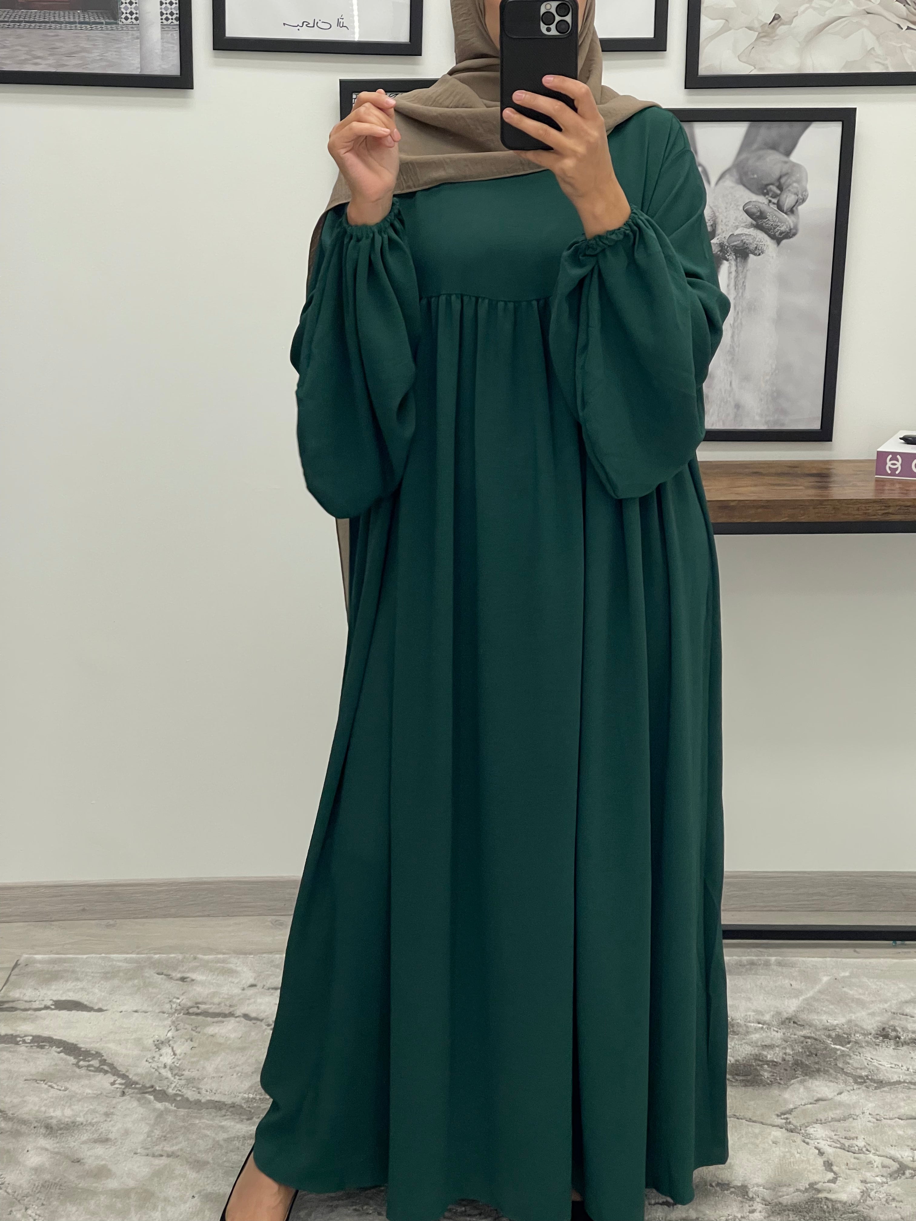 ABAYA AMINA VERT SAPIN