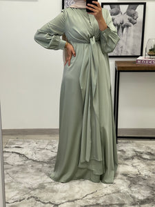 ROBE SATIN  SIRINE VERT EAU