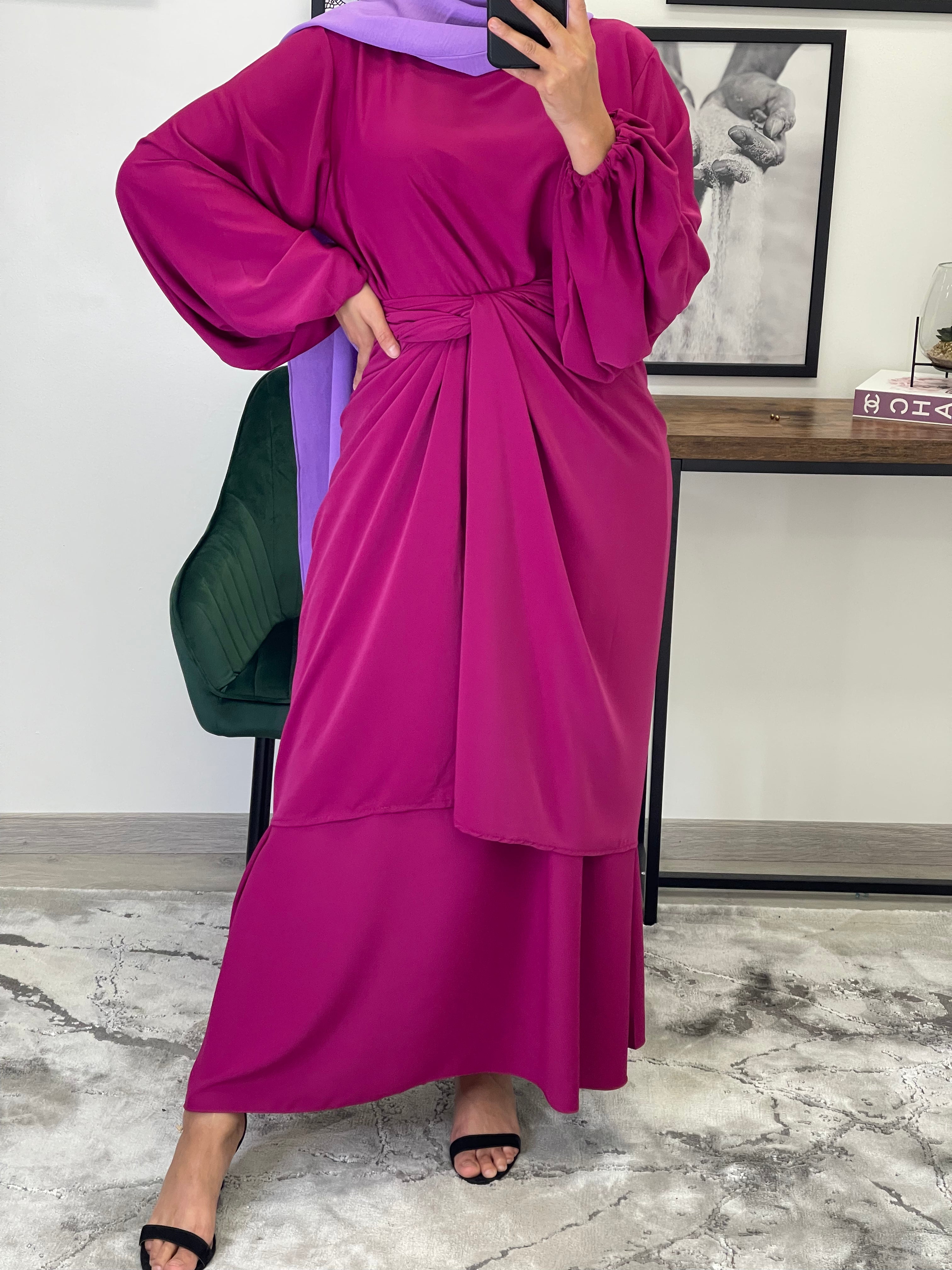 ROBE ABAYA JAWHARA FUSHIA