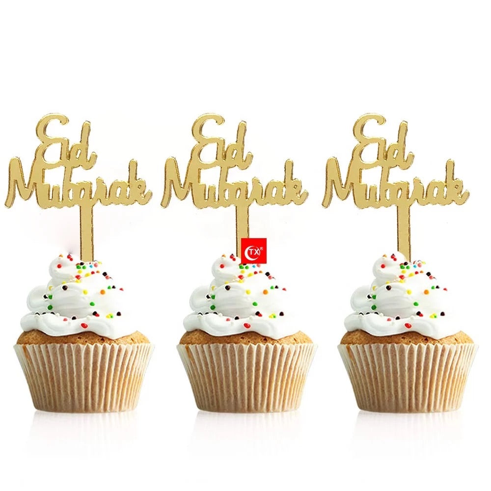 Brochette Cupcake – Lot de 8 pièces – Eid Mubarak – Différentes Couleurs