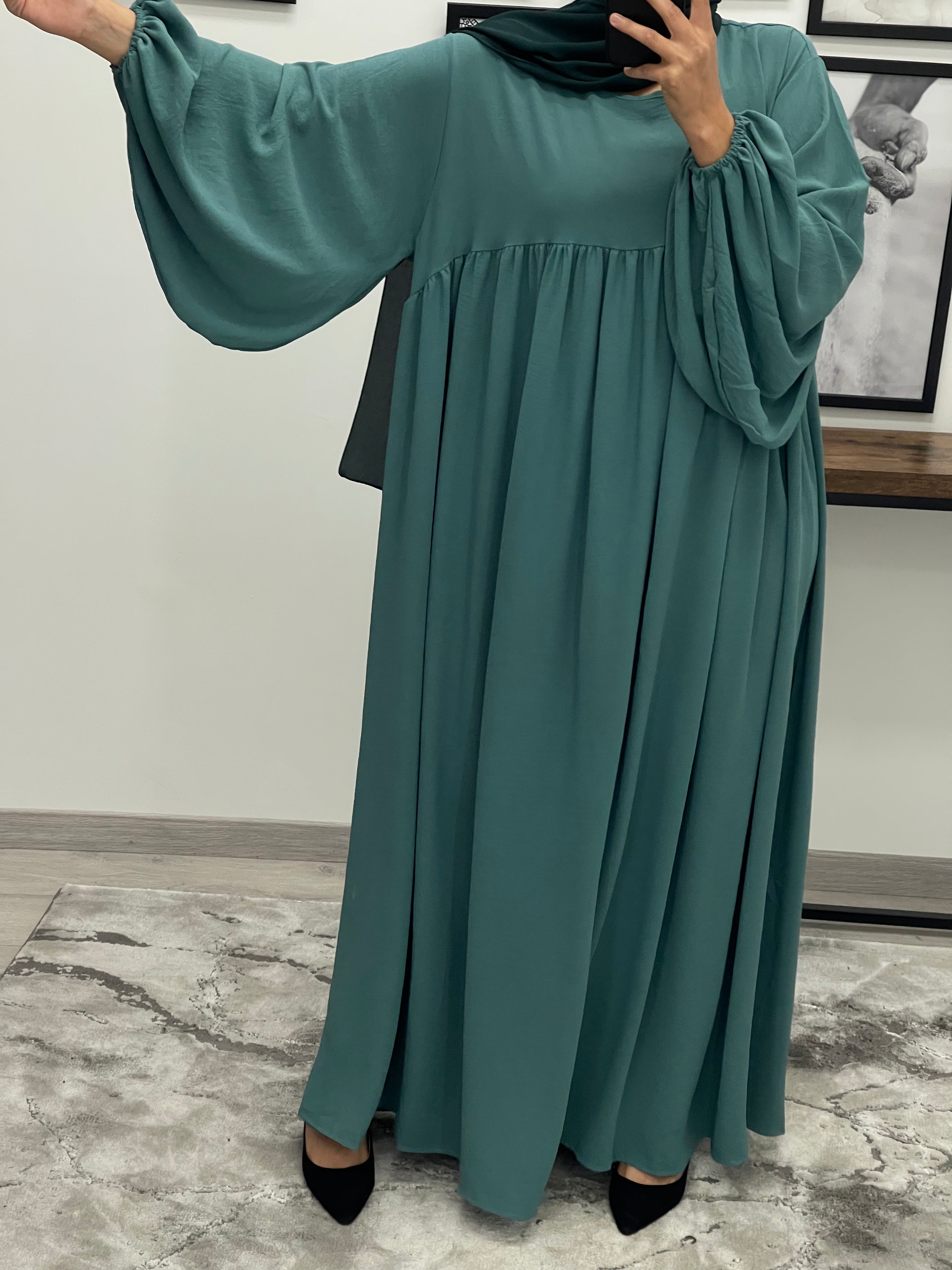 ABAYA AMINA VERT CANARD