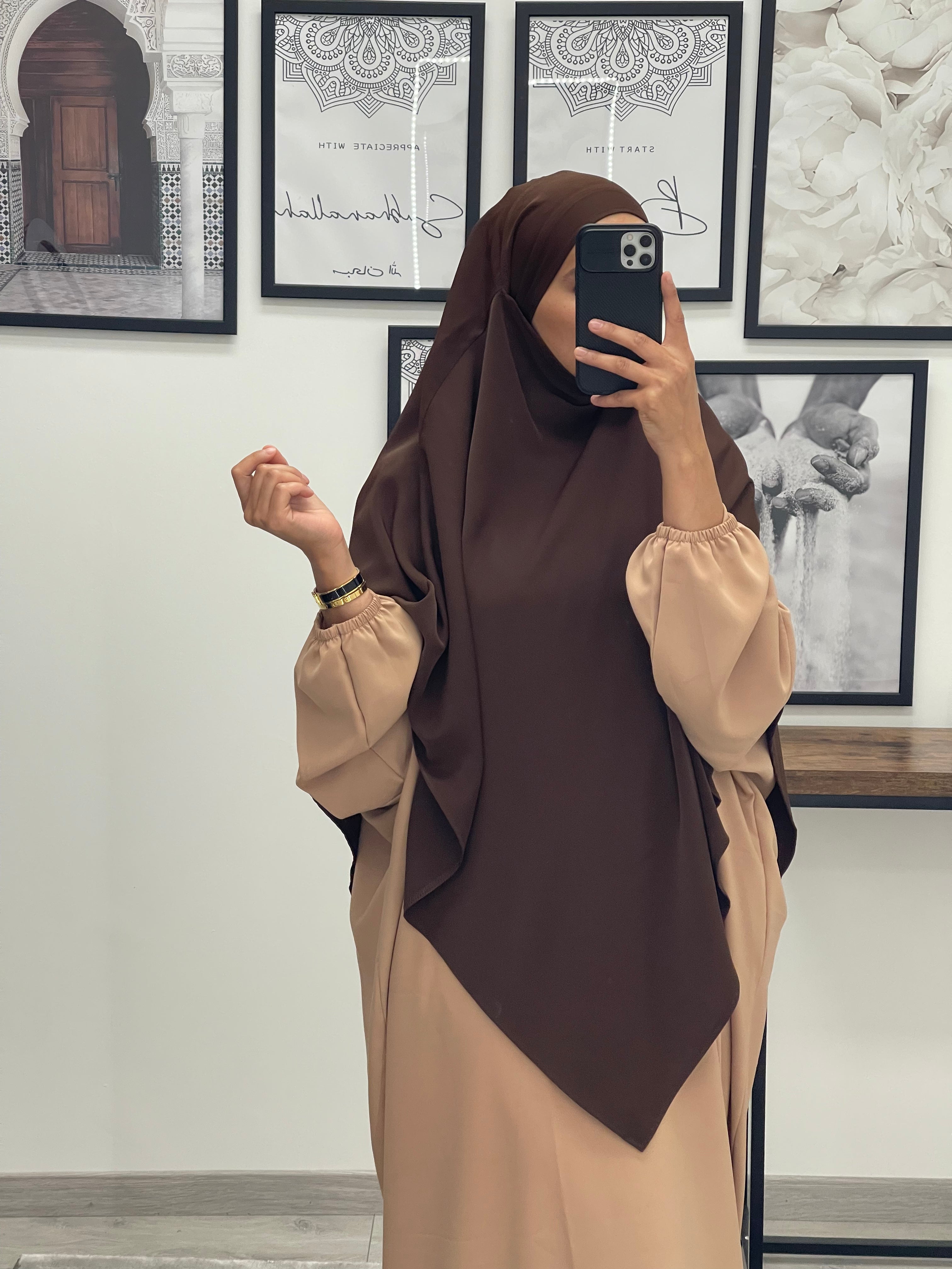 KHIMAR SOIE DE MEDINE MARRON