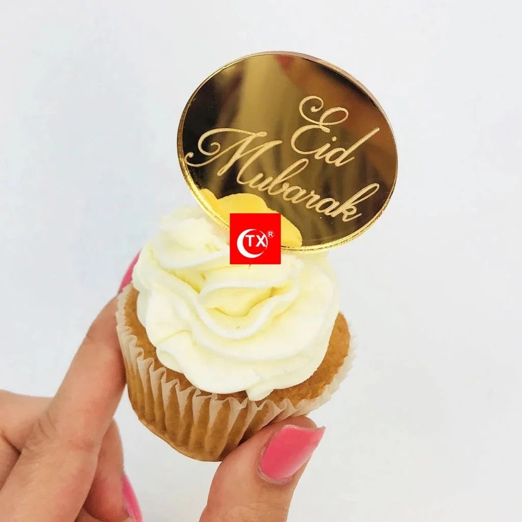 Brochette Cupcake MIROIR – Lot de 8 pièces – Eid Mubarak – Différentes Couleurs